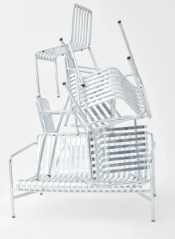 SUSAN BIJL Meubels^Palissade Ottoman, Galvanised Steel - Hay