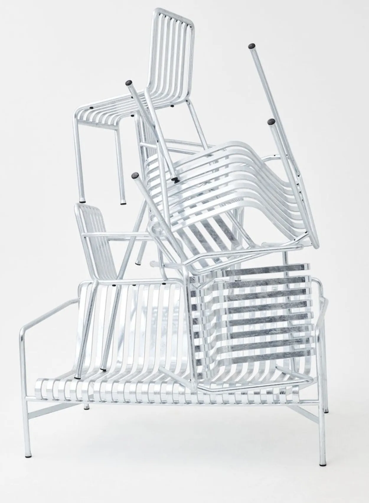 SUSAN BIJL Meubels^Palissade Ottoman, Galvanised Steel - Hay
