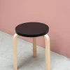 SUSAN BIJL Meubels^Stool 60, Legs Birch, Seat Black -Artek