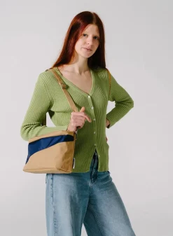 SUSAN BIJL The New Bum Bag^The New Bum Bag Camel & Navy Medium