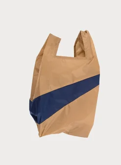 SUSAN BIJL The New Shopping Bag^The New Shopping Bag Camel & Navy Medium