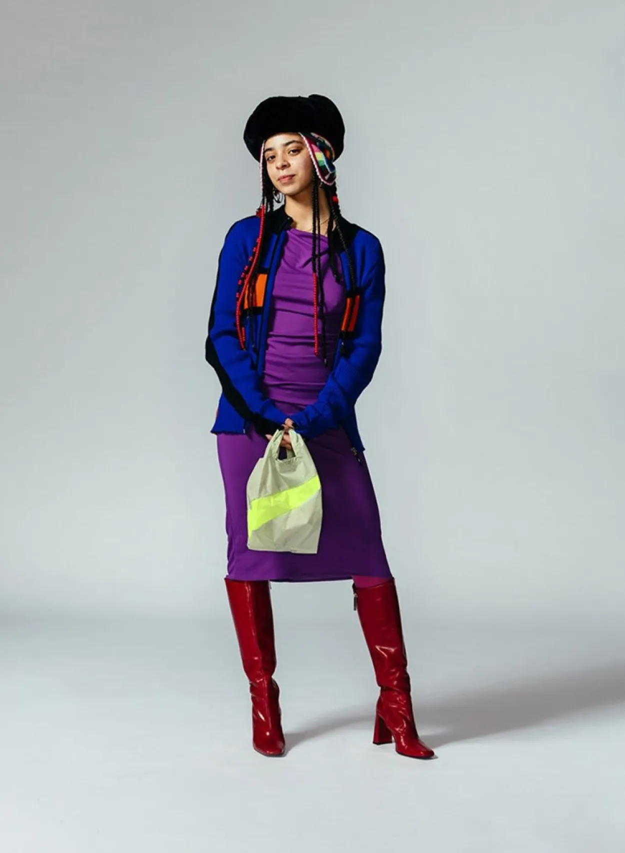 SUSAN BIJL The New Shopping Bag^The New Shopping Bag Pistachio & Fluo Yellow Small