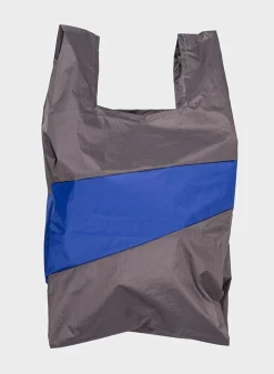 SUSAN BIJL The New Shopping Bag^The New Shopping Bag Warm Grey & Electric Blue Large