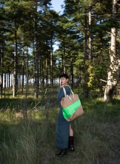 SUSAN BIJL The New Tote Bag^The New Tote Bag Camel & Greenscreen Large